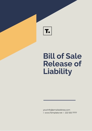 Free Bill of Sale Release of Liability Template to Edit Online
