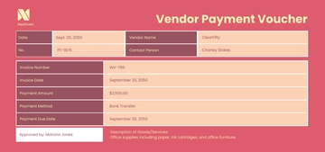 Free Vendor Payment Voucher Template to Edit Online