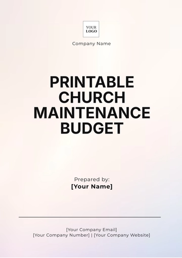 Free Printable Church Maintenance Budget Template to Edit Online