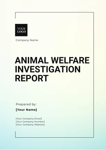 Free Animal Welfare Investigation Report Template to Edit Online