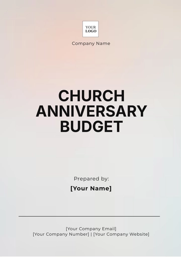 Free Church Anniversary Budget Template to Edit Online