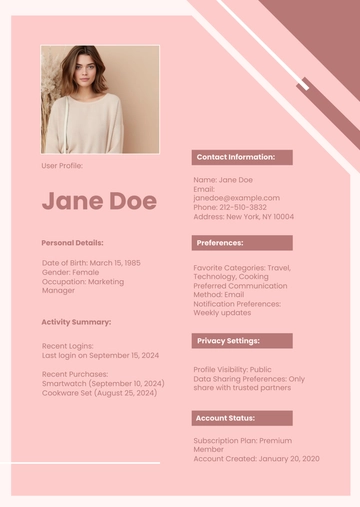 Free User Profile Template to Edit Online