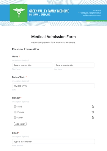 Free Medical Admission Form Template to Edit Online