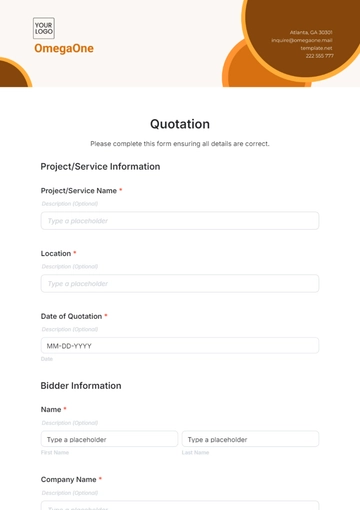 Free Quotation Template to Edit Online