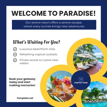 Free Resort Social Media Post Template to Edit Online