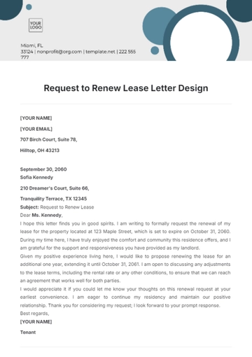 Free Request to Renew Lease Letter Design Template to Edit Online