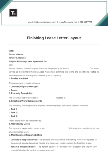 Free Finishing Lease Letter Layout Template to Edit Online