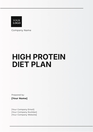 Free High Protein Diet Plan Template to Edit Online