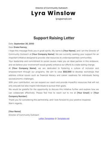 Free Support Raising Letter Template to Edit Online