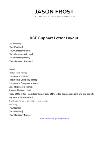 Free DSP Support Letter Layout Template to Edit Online