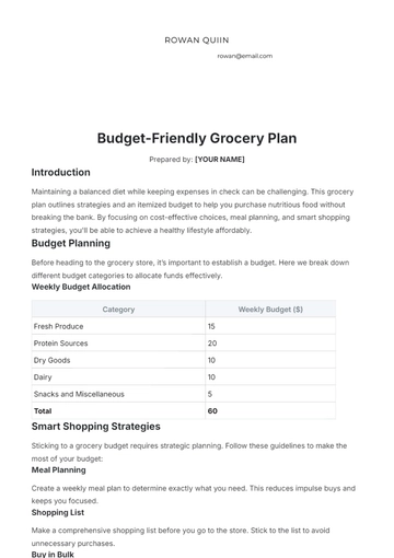 Free Budget-Friendly Grocery Plan Template to Edit Online