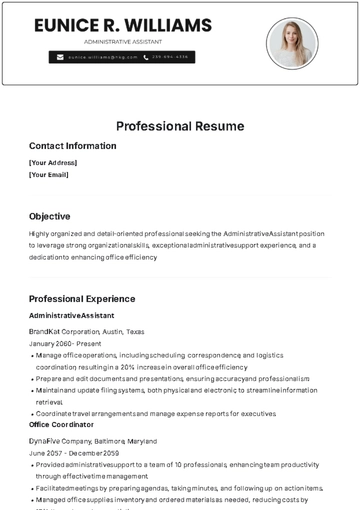 Free Professional Resume Template to Edit Online