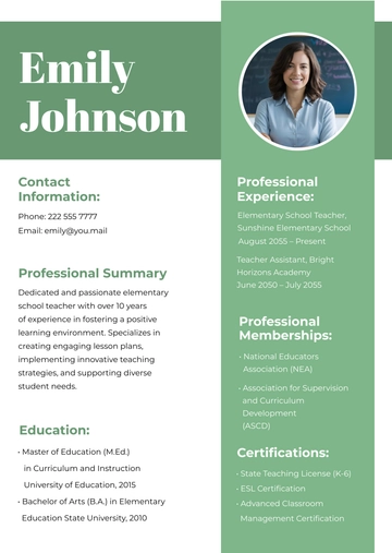 Free Teacher Profile Template to Edit Online