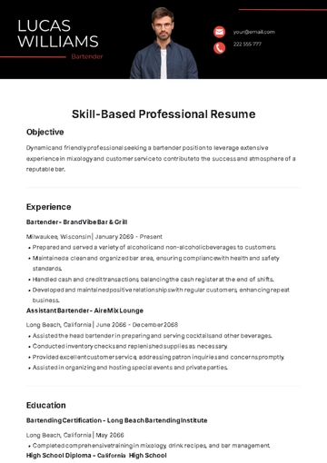 Free Skill-Based Professional Resume Template to Edit Online