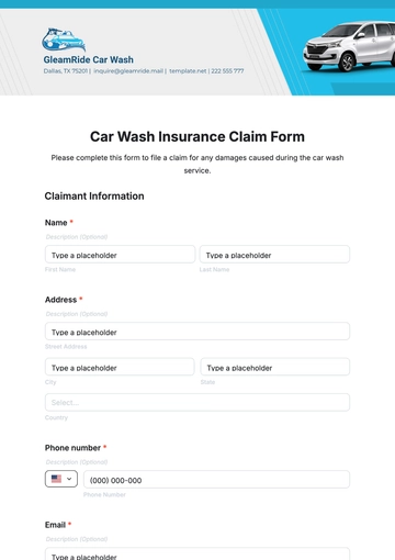 Free Car Wash Insurance Claim Form Template to Edit Online Free Car Wash Insurance Claim Form Template to Edit Online