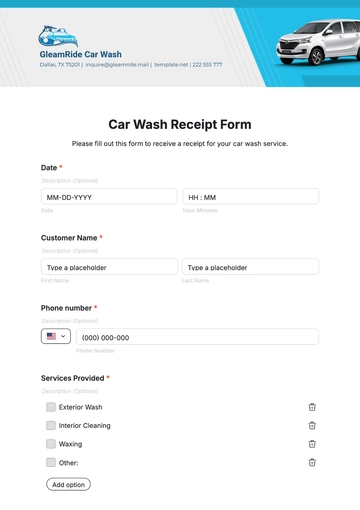 Free Car Wash Receipt Form Template to Edit Online Free Car Wash Receipt Form Template to Edit Online