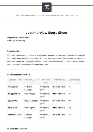 Free Job Interview Score Sheet Template to Edit Online