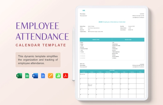 Employee Attendance Calendar Template