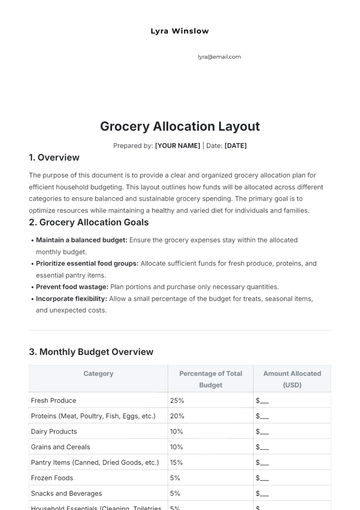 Free Grocery Allocation Layout Template to Edit Online