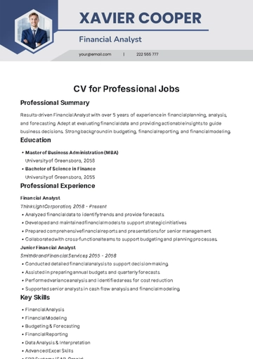Free CV Template for Professional Jobs to Edit Online
