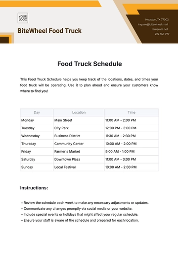 Free Food Truck Schedule Template to Edit Online Free Food Truck Schedule Template to Edit Online