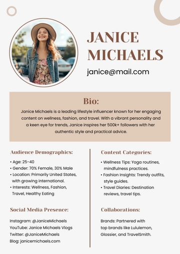 Free Influencer Profile Template to Edit Online