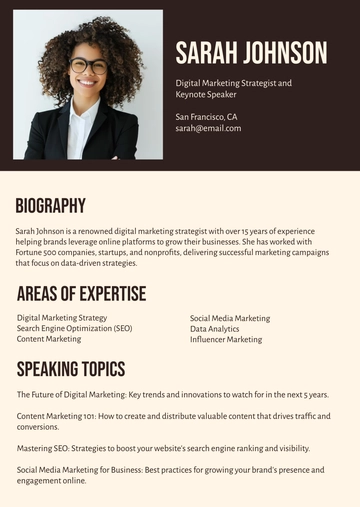 Free Speaker Profile Template to Edit Online