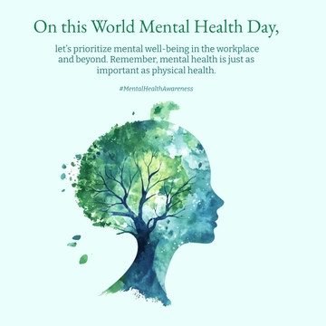 Free World Mental Health Day LinkedIn Post Template to Edit Online