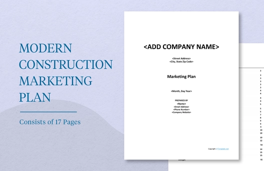 Modern Construction Marketing Plan Template