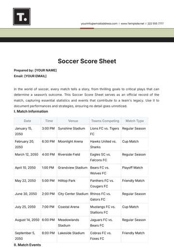 Free Soccer Score Sheet Template to Edit Online