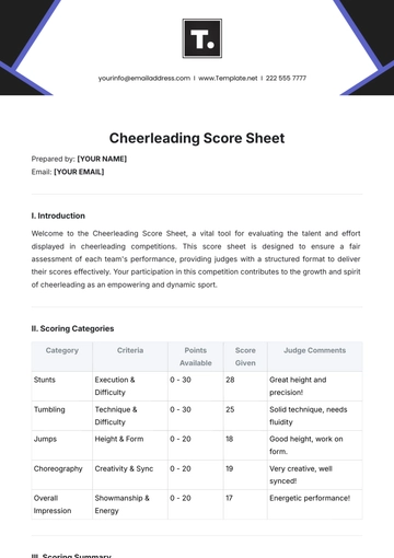 Free Cheerleading Score Sheet Template to Edit Online