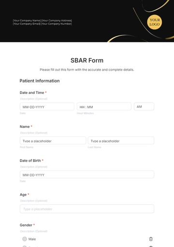 Free SBAR Form Template to Edit Online