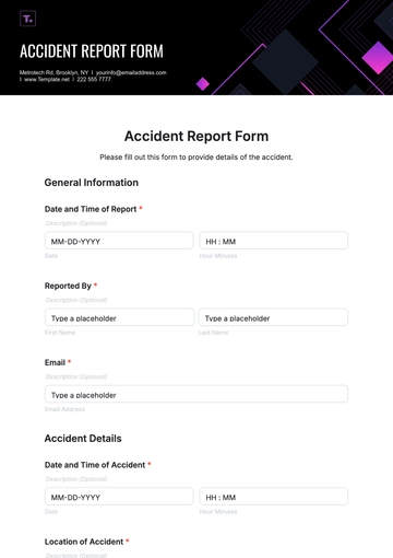 Free Accident Report Form Template to Edit Online