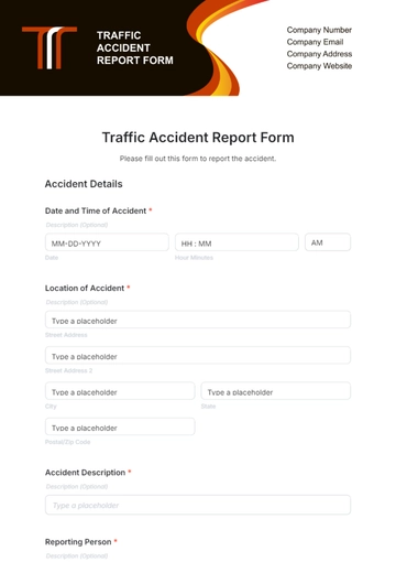 Free Traffic Accident Report Form Template to Edit Online