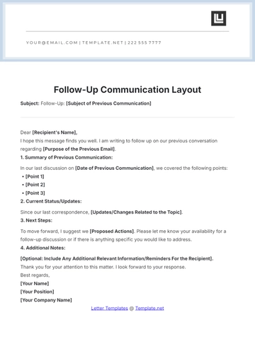 Free Follow Up Communication Layout Template to Edit Online