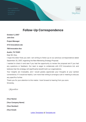 Free Follow Up Correspondence Template to Edit Online