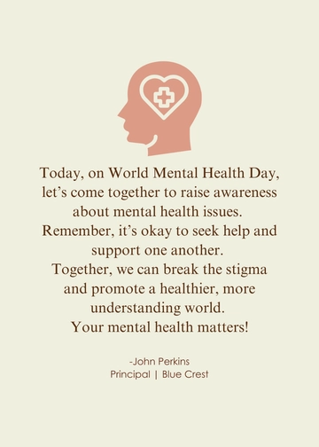 Free World Mental Health Day Message Template to Edit Online