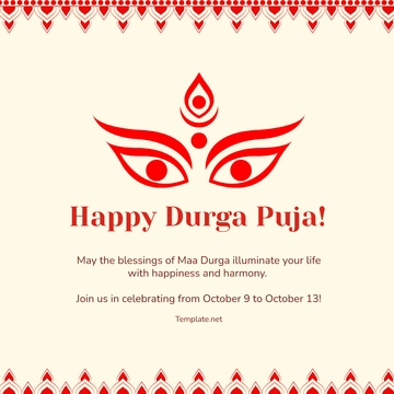 Free Durga Puja Post Design Template to Edit Online
