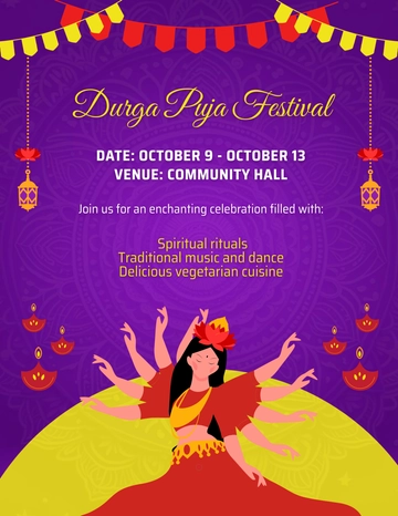 Free Durga Puja Flyer Template to Edit Online