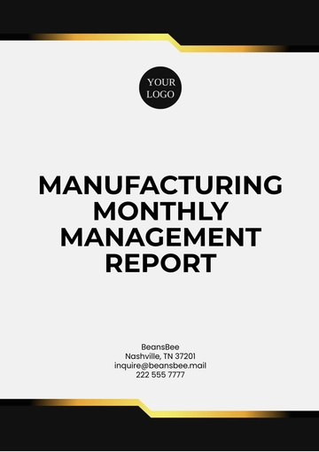 Free Manufacturing Monthly Management Report Template to Edit Online