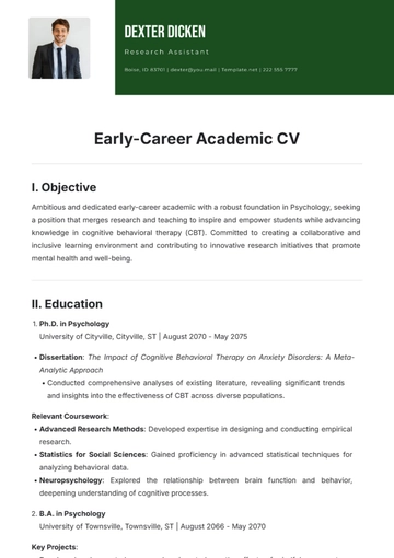 Free Early-Career Academic CV Template to Edit Online