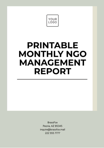 Free Printable Monthly NGO Management Report Template to Edit Online