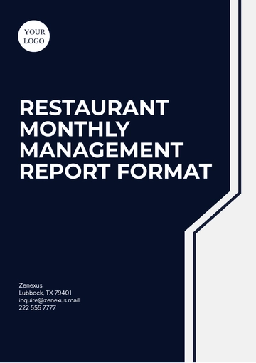 Free Restaurant Monthly Management Report Format Template to Edit Online