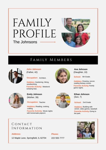 Free Family Profile Template to Edit Online
