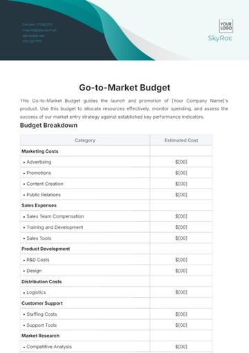 Free Go-to-Market Budget Template to Edit Online