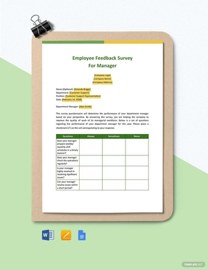 Employee Feedback Survey for Manager Template