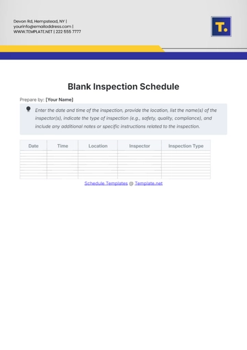 Free Blank Inspection Schedule Template to Edit Online