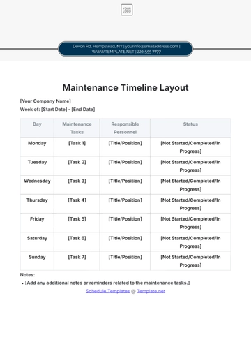 Free Maintenance Timeline Layout Template to Edit Online