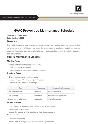 Free HVAC Preventive Maintenance Template to Edit Online