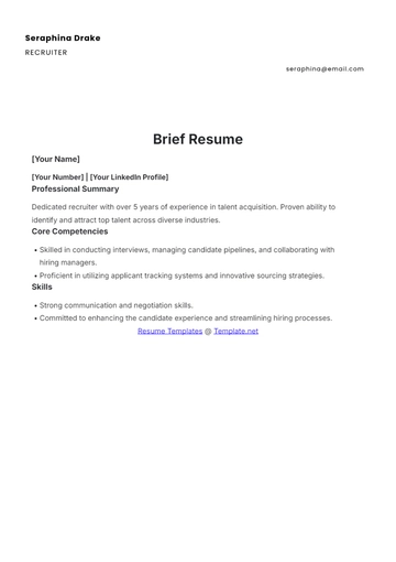 Free Brief Resume Template to Edit Online